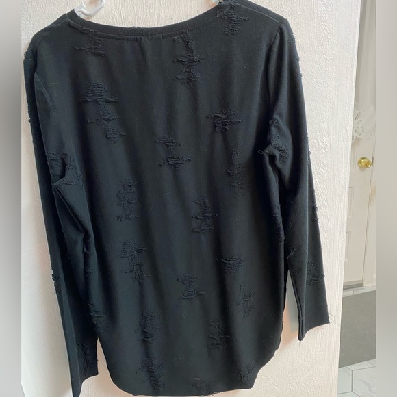 H&M “divided” torn black long sleeve shirt, size Medium - Picture 2 of 5